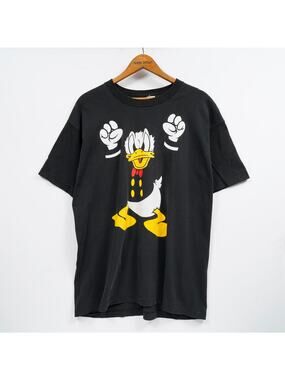 Vintage 90s Disney Donald Duck T-Shirt Black Single Stitch Size XL USA